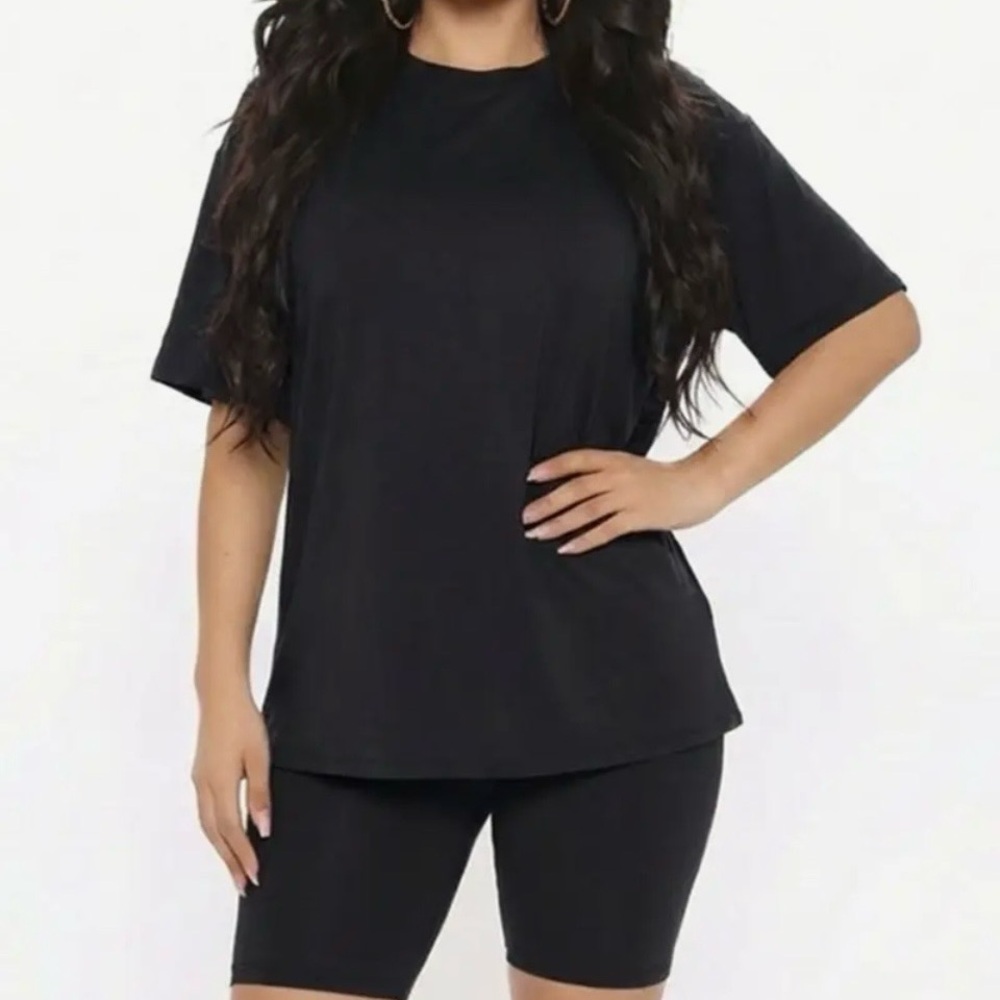 Black T-Shirt and Shorts Set